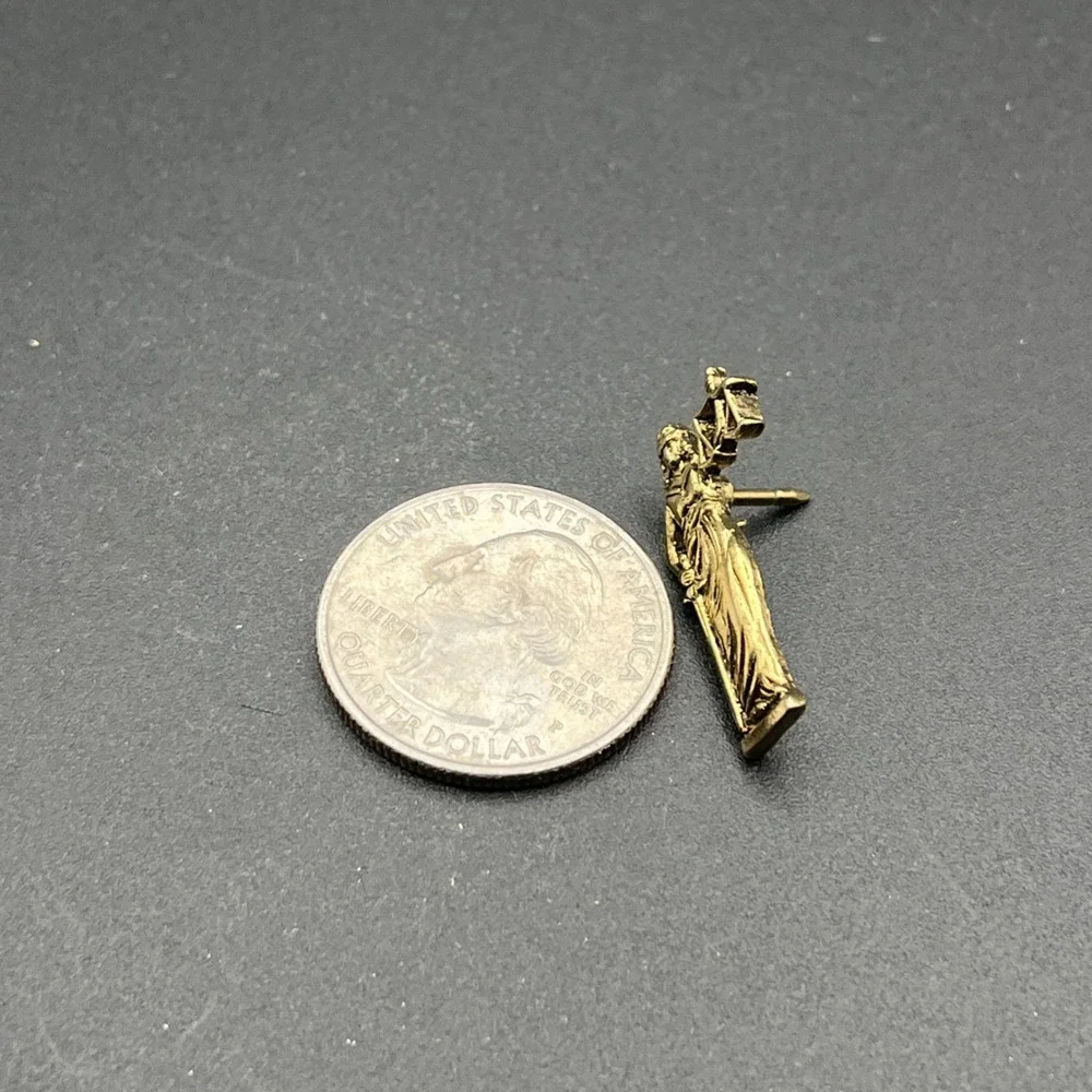 Lady Justice Gold Tone Lapel Hat Pin